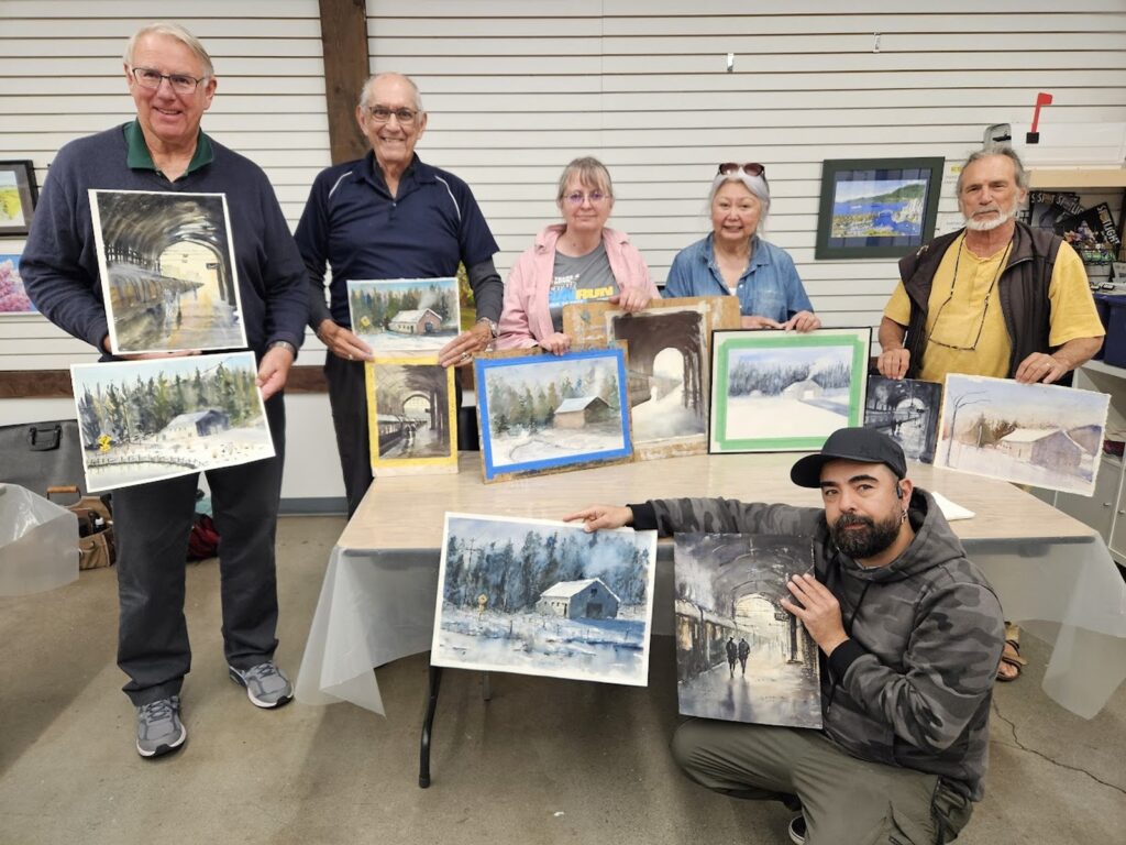 watercolor-painting-class-with-artists-and-their-artwork